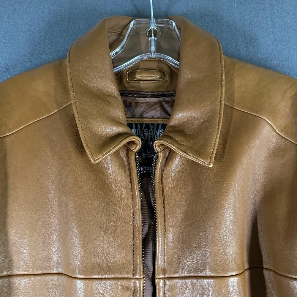 Vtg Wilsons Leather Jacket Mens Large Brown Thinsulate Bomber Pelle Studio Lined